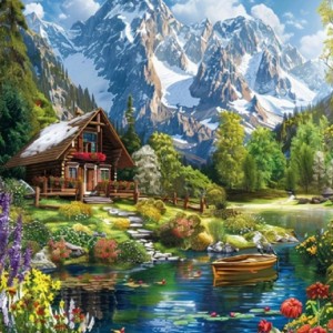 Къща в планината - 5D Диамантен гоблен 30x40 см GJ1215